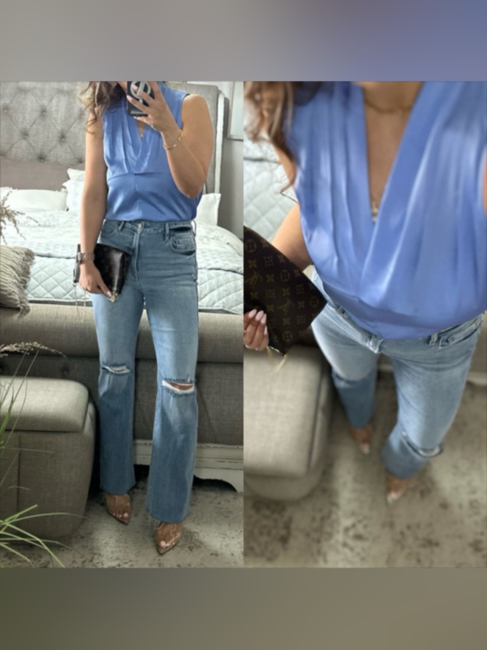 New🩷 Periwinkle Chic Draped Neck Blouse